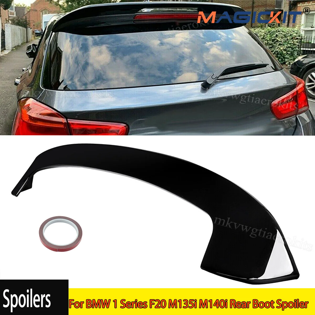 MagicKit For BMW 1Series F20 F21 2012-19 M Performance Style Rear Roof Boot Spoiler Black