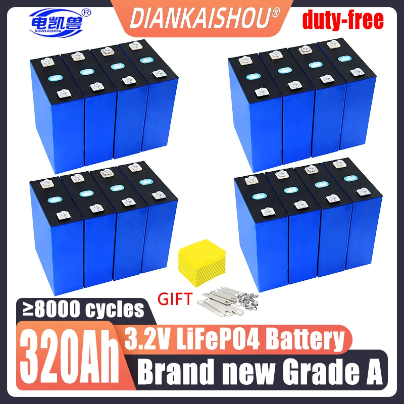 16pcs 3.2V 320Ah 280Ah 310Ah 105Ah 150Ah LiFePO4 battery 3C Lithium iron phosphate battery for 4S 48V Golf Cart Yacht RV solar