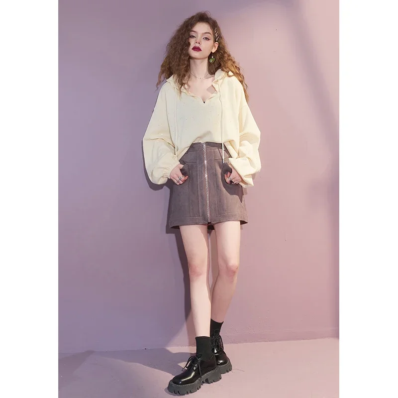 ELFSACK Women's Casual Loose Sweatshirt with Solid Color, Cozy Long Sleeve Pullover Top for Everyday Wear