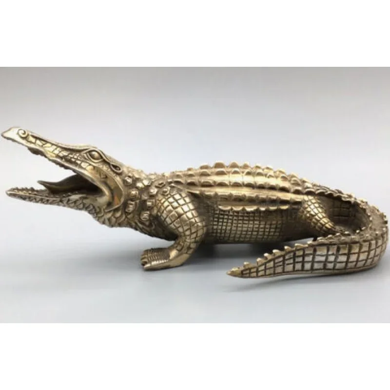 

Rare Collectibles Old Tibetan Silver Sculpture Bronze Statue Crocodile Statue