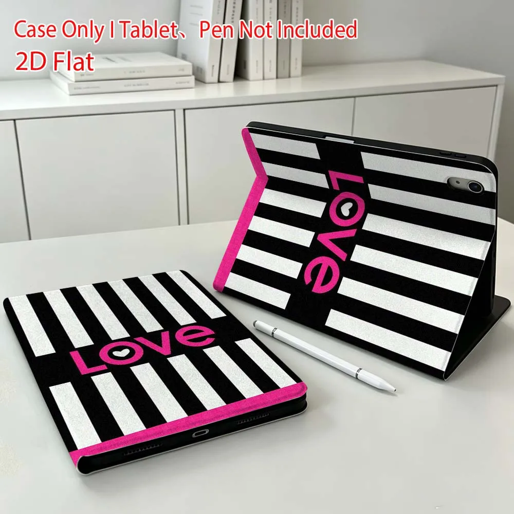 Striped Love Pattern Soft For Apple iPad Pro Mini A16 A17 A14 4 5 6 7 6th 12th 9Gen 12.9 11 13 M4 inch Tablet Case