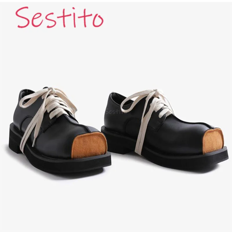 

Ladies' Lace Up Oxford Shoes Fashionable and Niche Design Handsome British Style Pigmouth Derby Shoes Small Leather Shoes