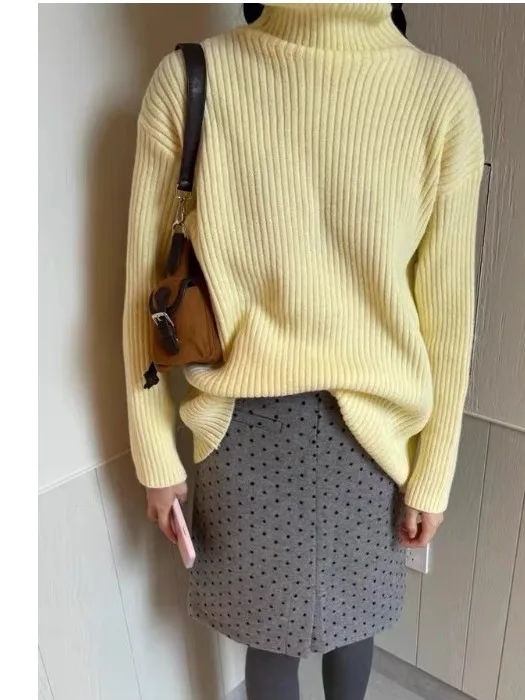 Koreaanse Sle dames verdikte hoge kraag losse gebreide trui winterbasislaag faionable innerlijke slijtage top