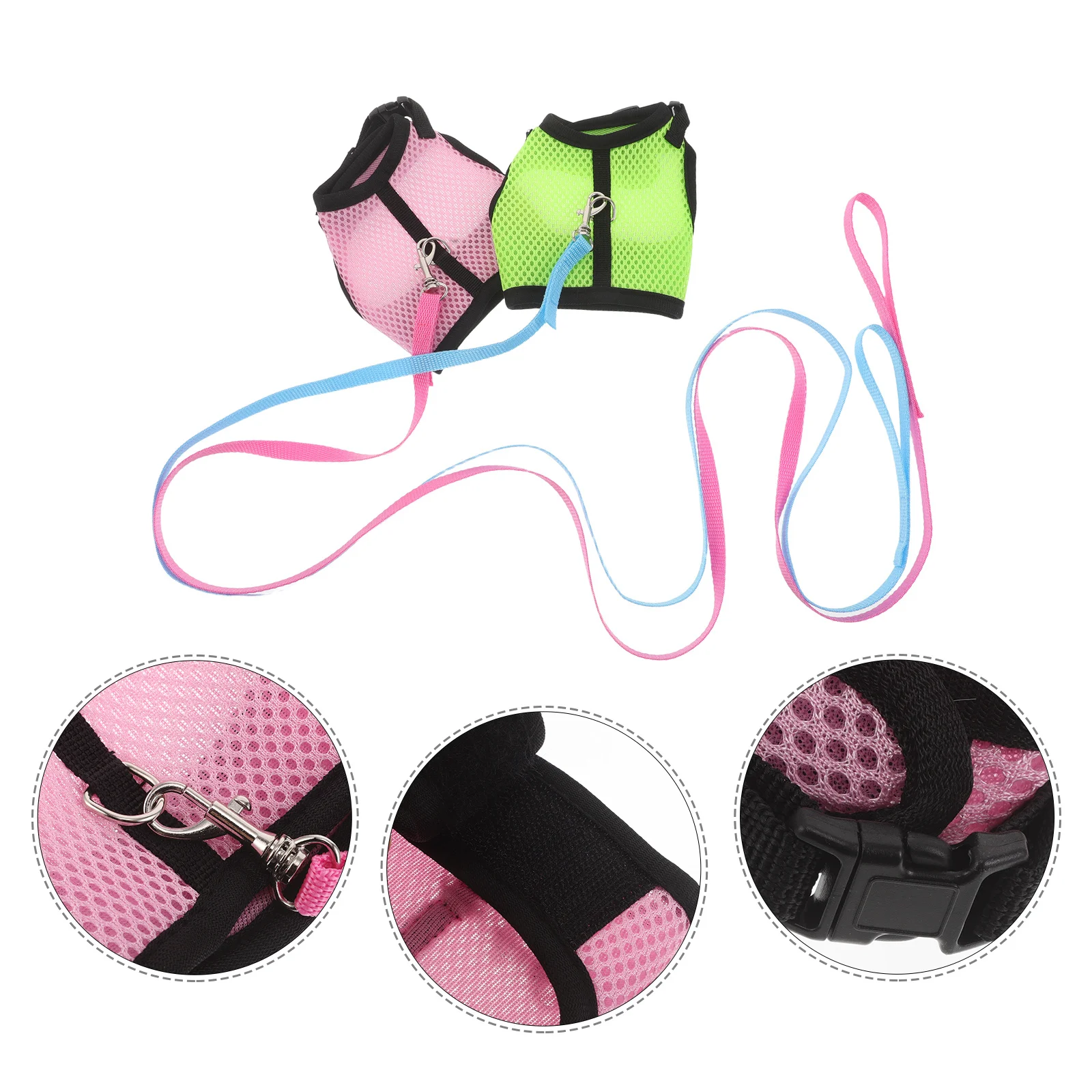 

2pcs Pet Harness Leash Set Adjustable Bunny Harness Breathable Mesh Vest For Rabbit Kitten Guinea Pig Small Animal Walking