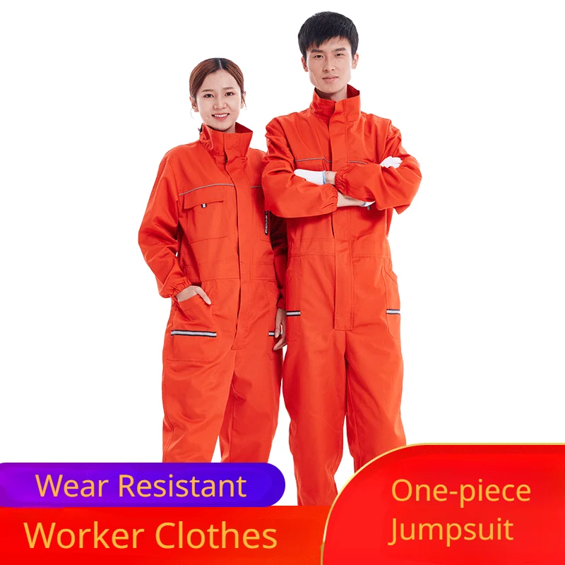 

One-piece Standing Collar Factory Workshop Wear-resistant Auto Repair Work Uniform Worker Clothes Jumpsuit Plus Size Cargo Pants