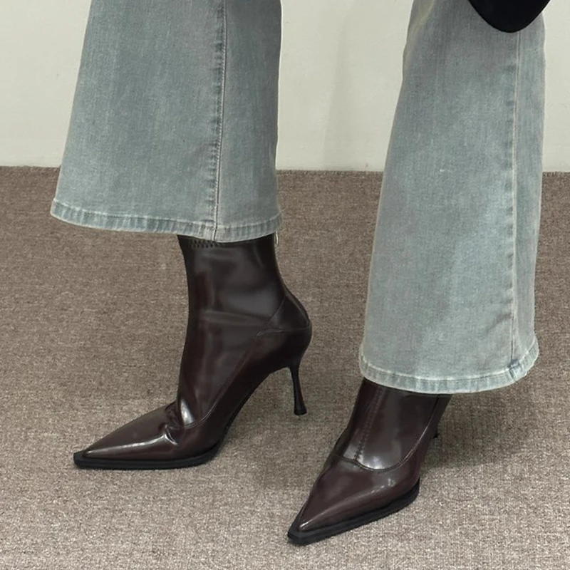 

Women High Heels Ankle Chelsea Boots Designer Pointed Toe Walking Shoes 2024 Winter New Brand Dress Pumps Sexy Zapatos Mujer