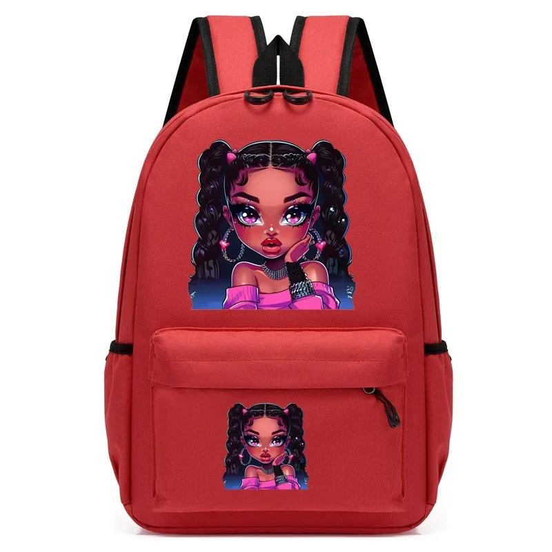 Torby dla dzieci piękne dziewczyna z Afro torba z nadrukiem plecak do przedszkola torby dla dzieci Cartoon Girl bookback podróżna Mochila