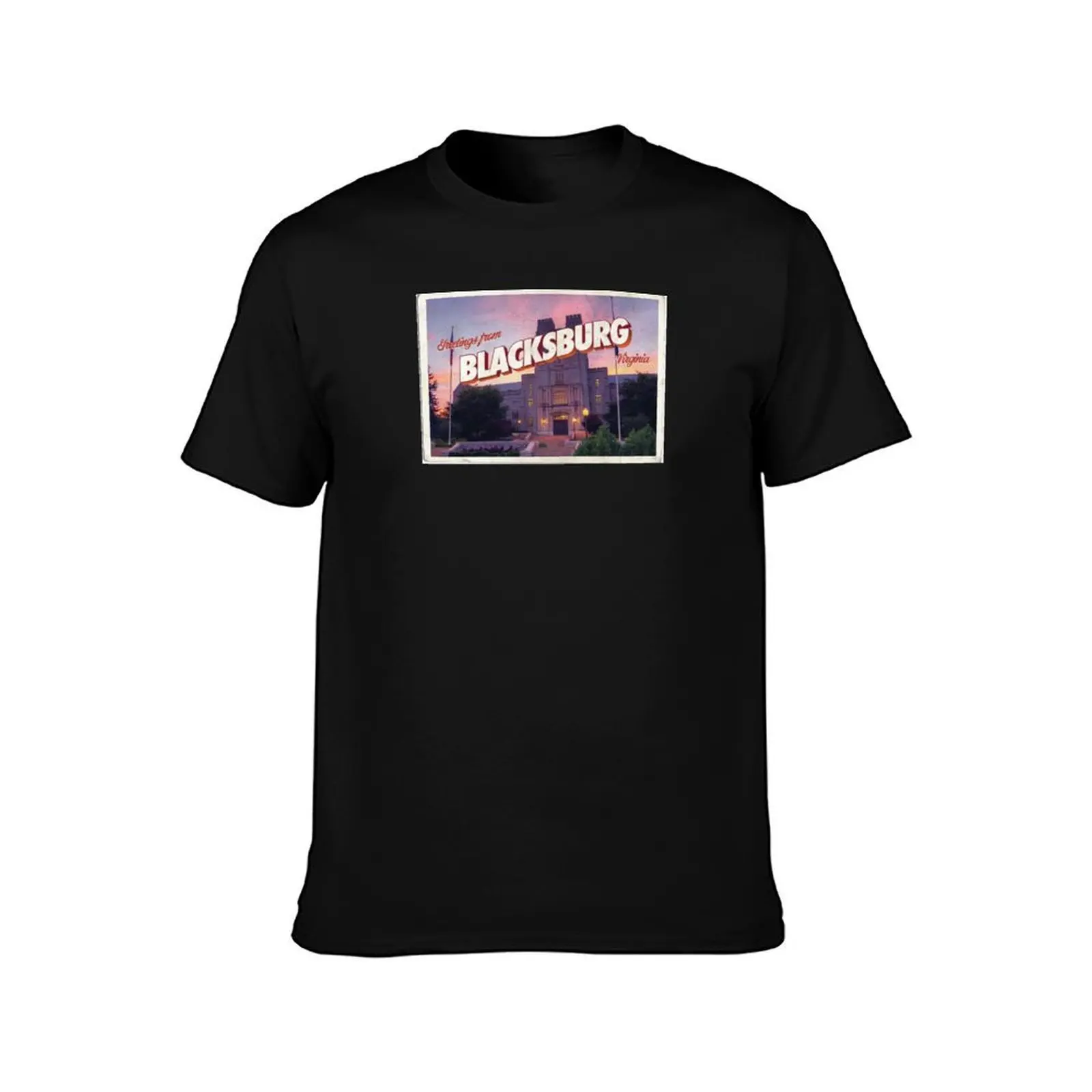 Blacksburg Sunset Postcard T-Shirt Modern Print Casual T-Shirt