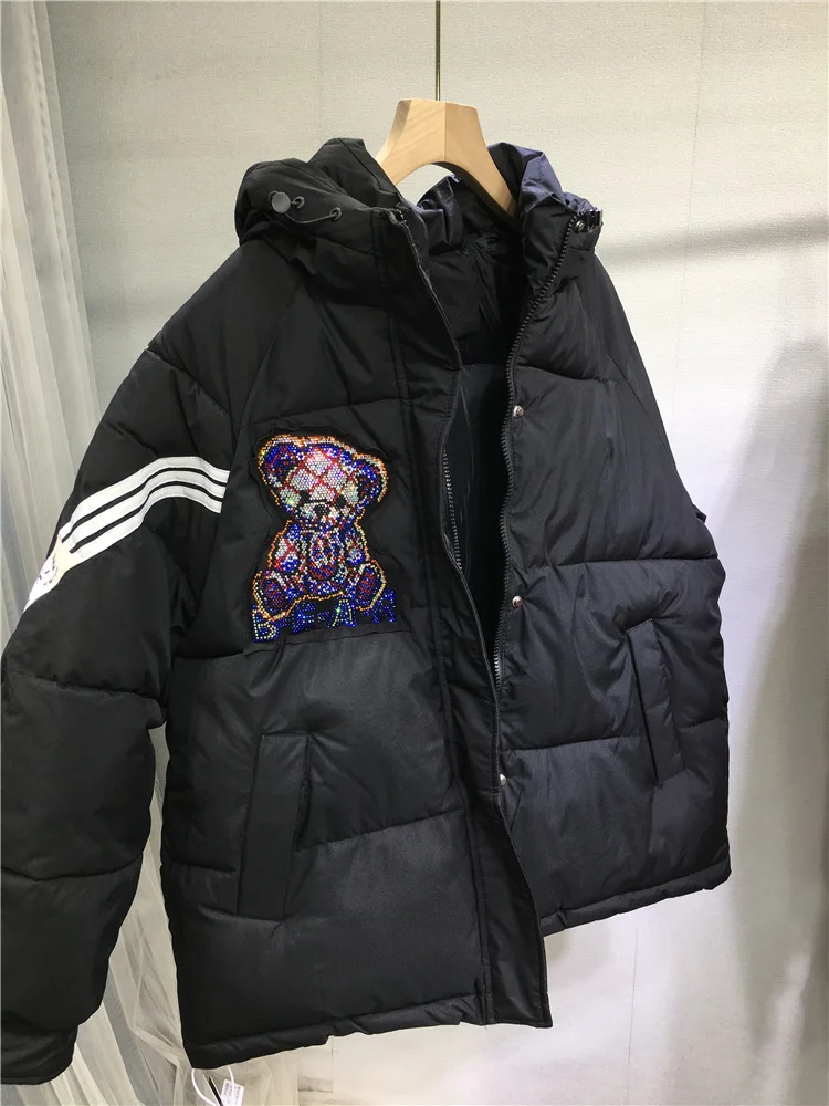 Auitumn-chaquetas de pan para mujer, Abrigo acolchado de algodón grueso y cálido, Parkas de manga larga con capucha de perforación en caliente de