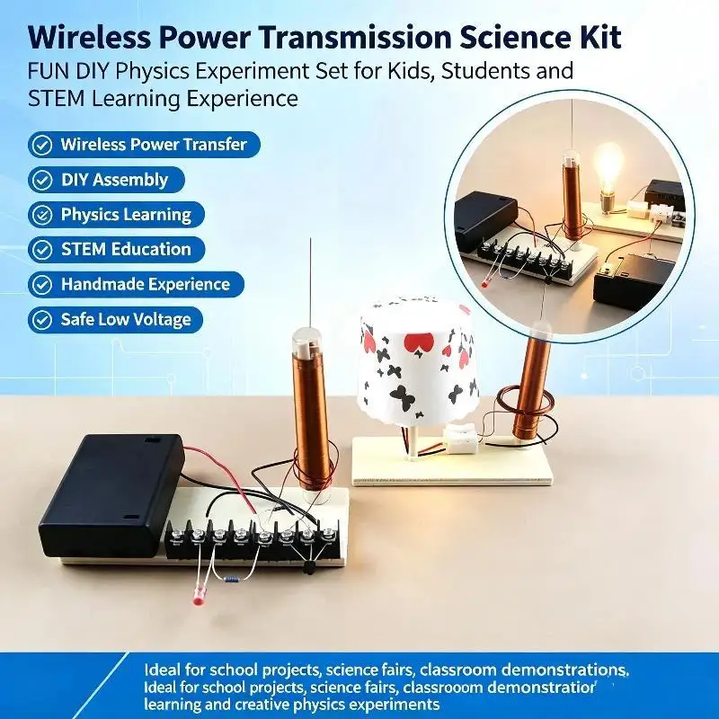 Educational Science DIY Wireless Power Transmission Component Kit Fun Toy for Kids Student Science Fair Project