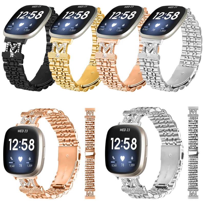 ل Fitbit Sense 2/Fitbit Versa 4/Fitbit Sense/Fitbit Versa 3 الفولاذ المقاوم للصدأ حزام استبدال قابل للتعديل Smartwatch معصمه