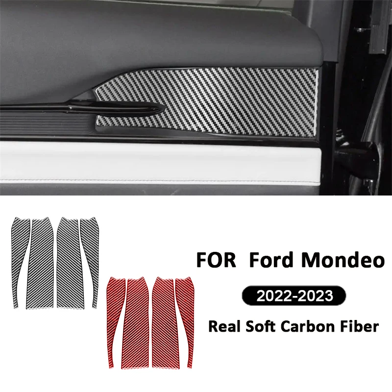 

4PCS For Ford Mondeo 2022-2023 Carbon Fiber Automotive Interior Door Inner Pull Handle Panel Cover Trim Decoration Sticker