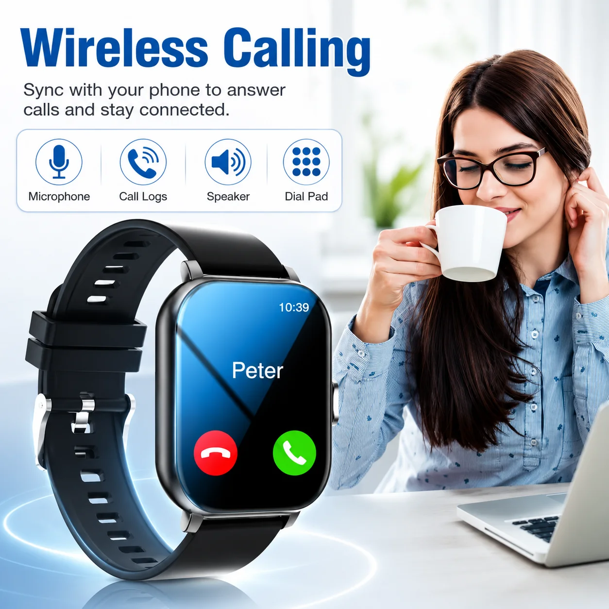 AI Smart Watch for Men Women Bluetooth Calling Fitness Tracker Heart Rate Monitor Sleep Analysis Multi Sport Watch