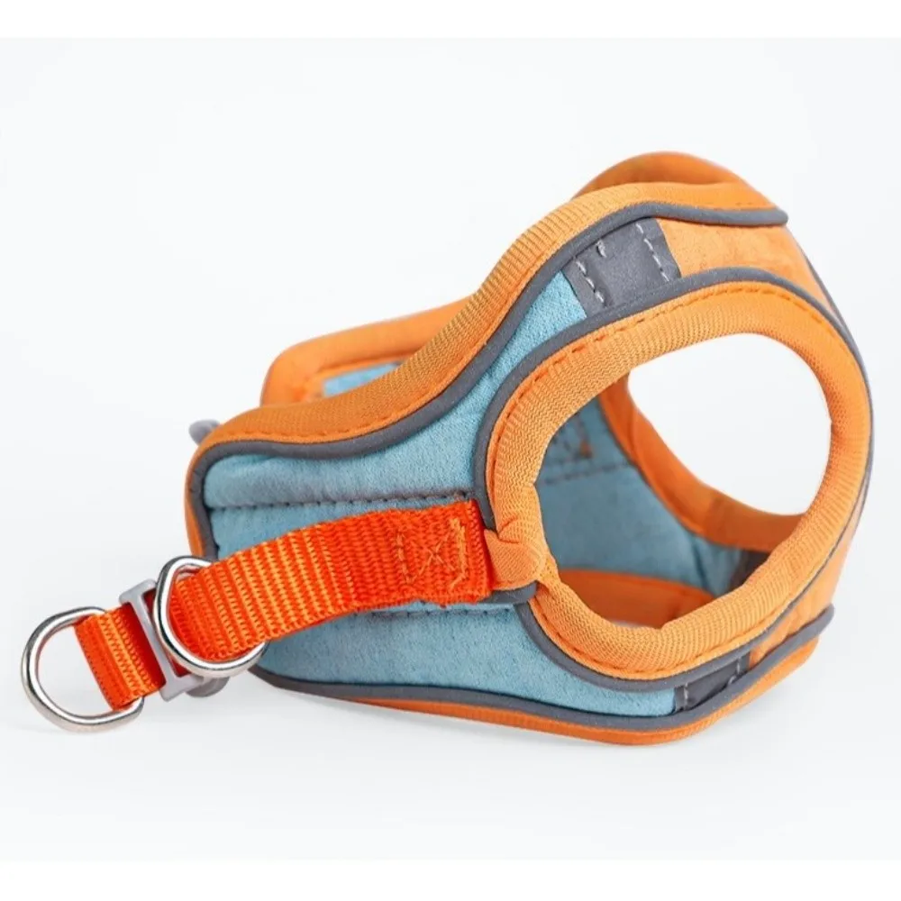 

Suede Bunny Harness Adjustable Size Double Buckle Rabbit Leash Vest Reflective Strips One-piece Small Pet Harness for Walking