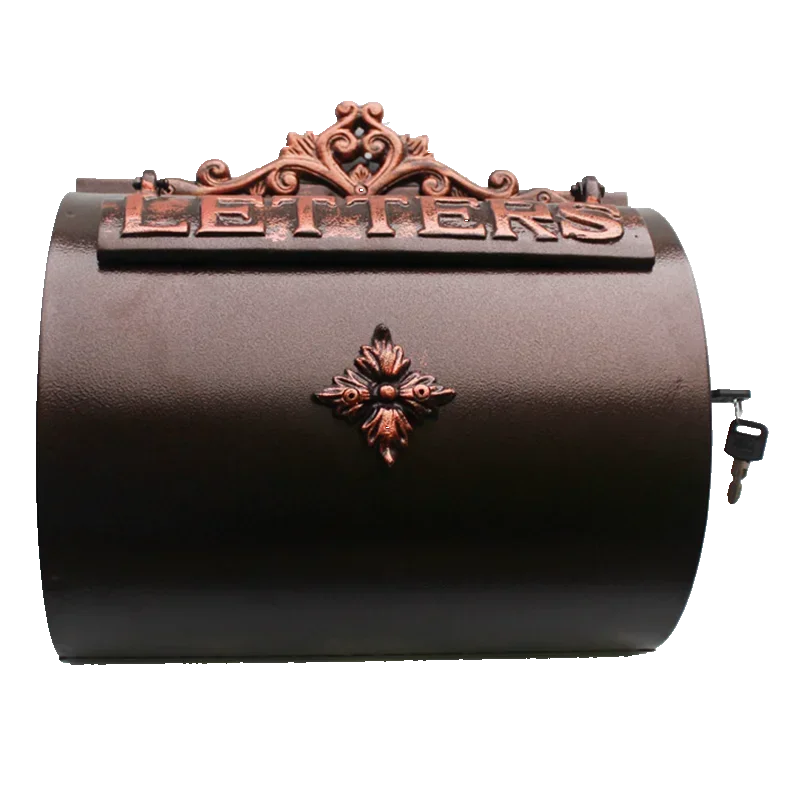 Antique Copper Aluminium Letter Box - Horizontal Cylinder for Home Garden/Outdoor Magazine Storage (WF)
