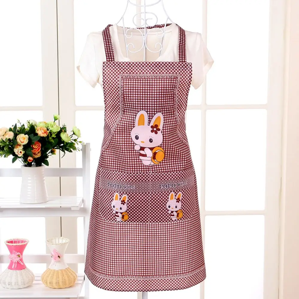 Cute Cartoon Rabbit Kitchen Apron for Men Women Home Cleaning Tools Pink White Waterproof Apron Cotton Linen Easy to Clean House