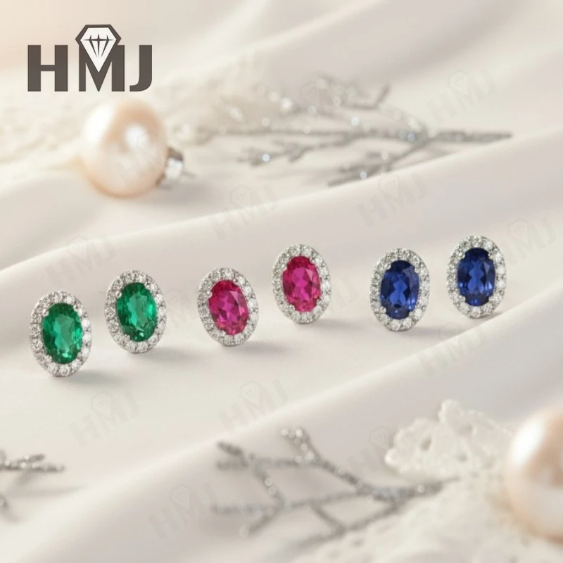 

Овальные серьги 1,7-2 карата с рубиновым сапфиром, колумбише всего круга, маленькие муассанитовые серьги S925 для женщин, подарок на рождественскую вечеринку