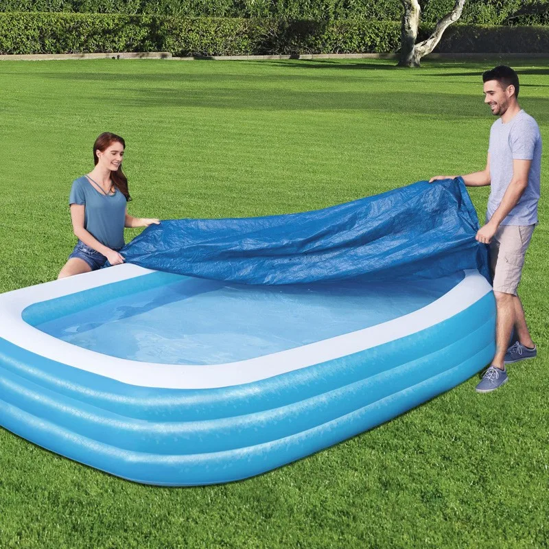 1 pçs piscina capa retangular solar verão à prova dwaterproof água piscina banheira filme quadro inflável grande piscina acessórios