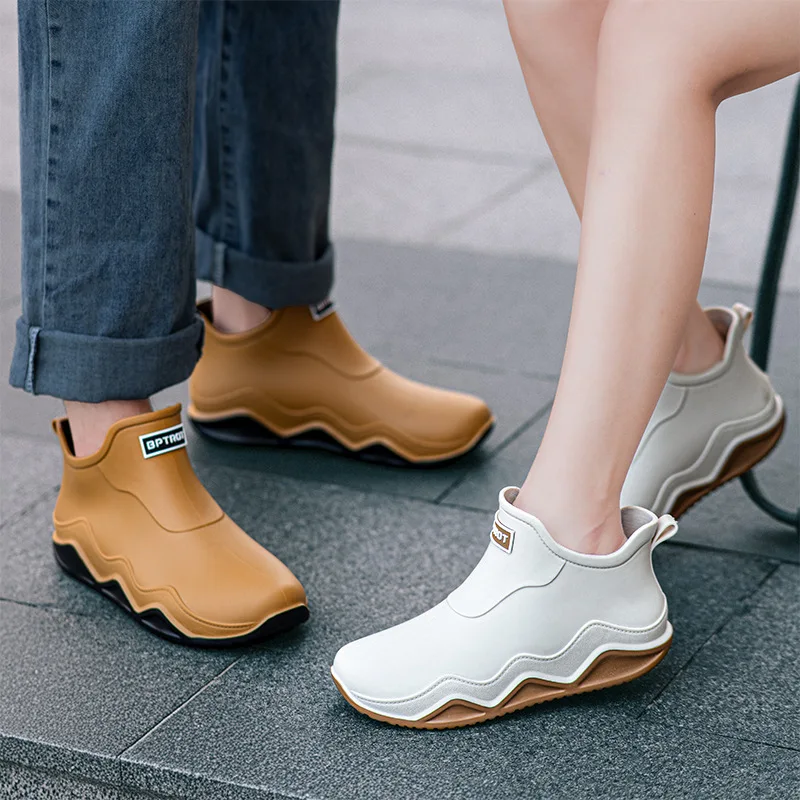 Short-Shafted Couple's Rain Boots, Low-Top, Casual-Style, Korean-Style, Open-Toe, Non-Slip Rubber Shoes for Men and Women