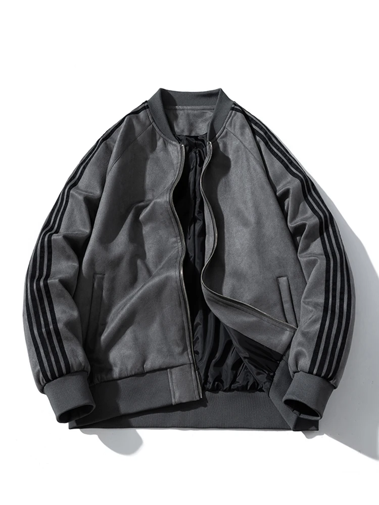 

American Sle Baseball Jaet Men's Suede Coat Pilot Jaet Loose Fit Autumn Winter Retro ex Outerwear Warmth Guaranteed