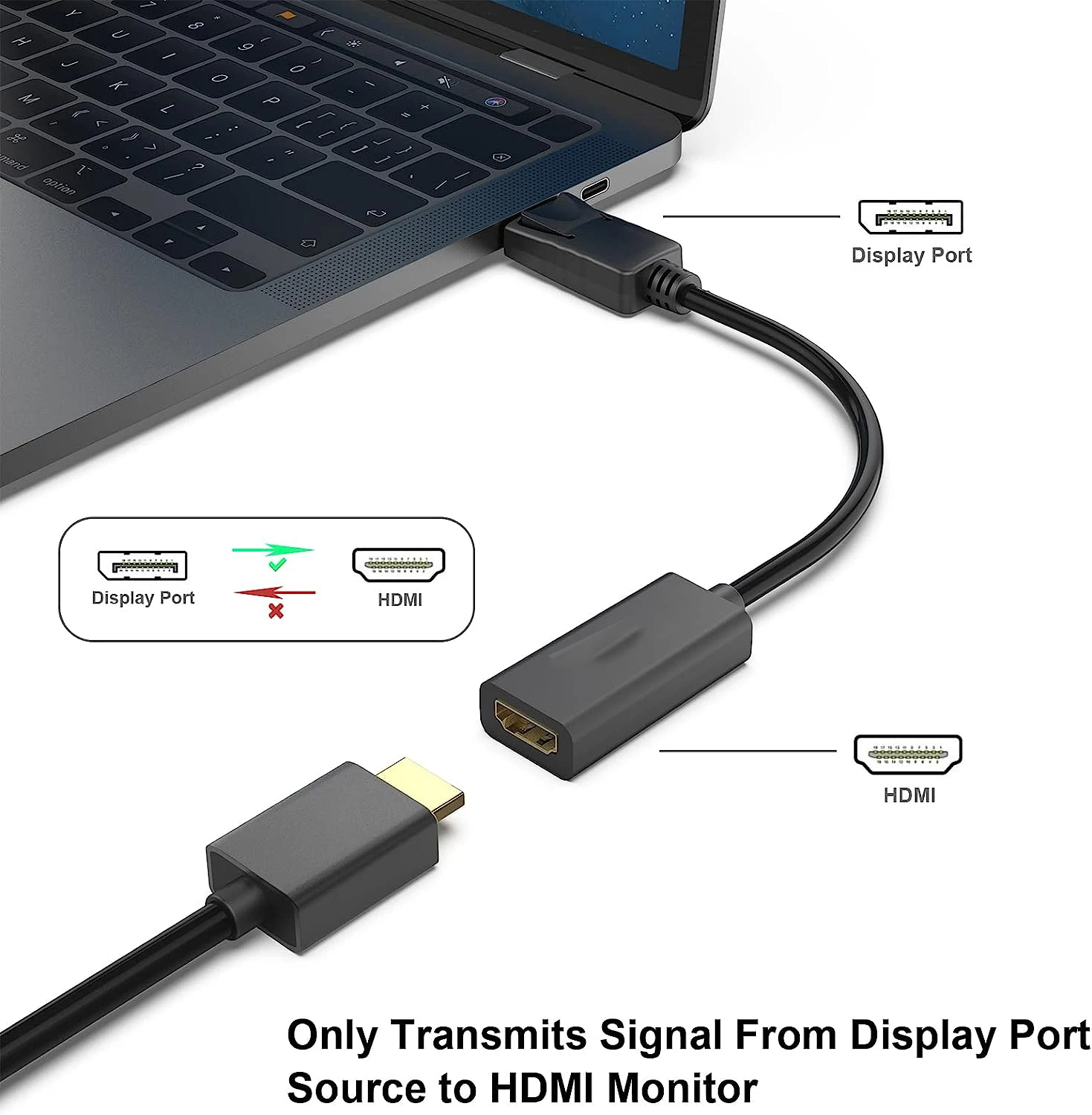 Display Port DP To HDMI Adapter DisplayPort to HDMI Adapter Cable 4K 60HZ DP to HDMI Adapter Cable DP To HDTV Cable Converter