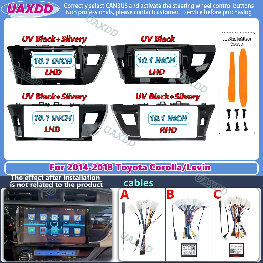 

For 2014-2016 Toyota Corolla Levin Axio 10.1INCH Center fascia cable video harness adapter player multimedia canbus box 2Din CD