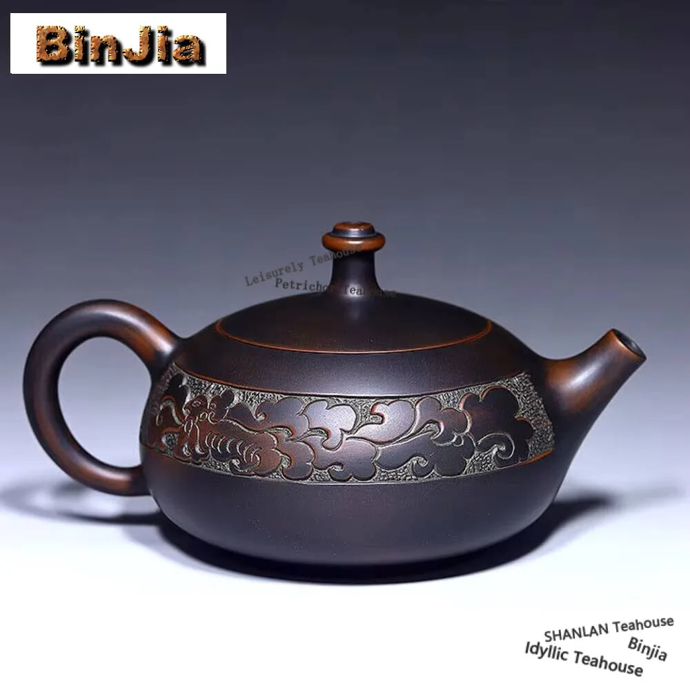 Chinese Purple Clay Tea Pot Handmade Qinzhou Nixing Pottery Filter Kettle Home Beauty Infuser Custom Dragon Phoenix Set Supplies