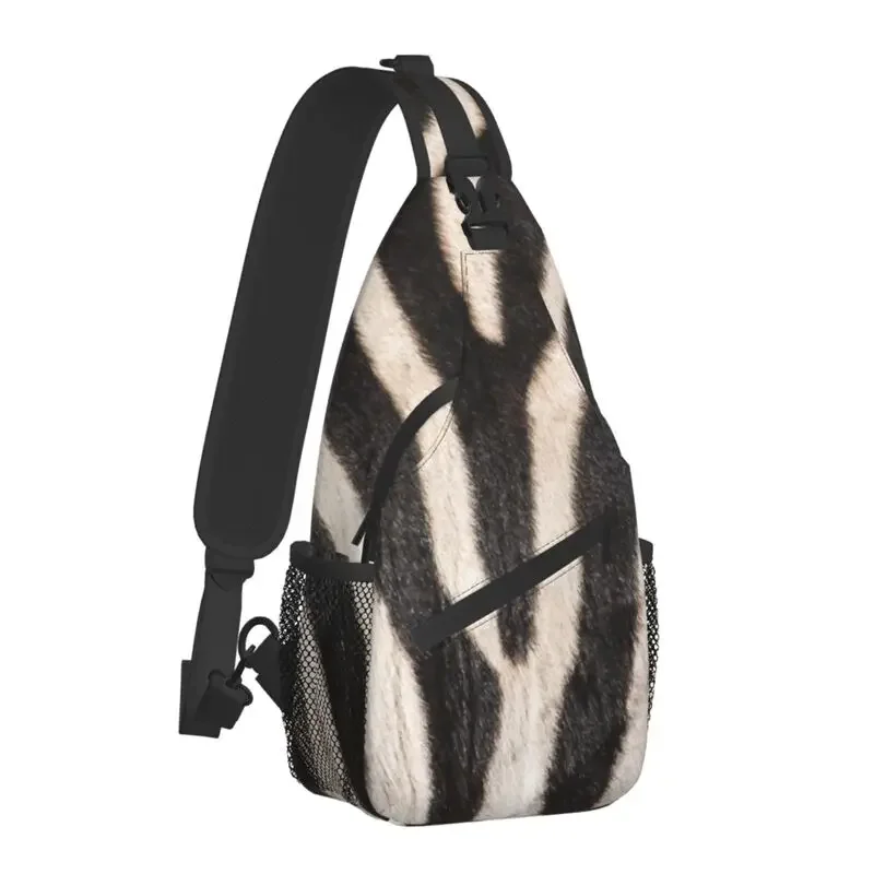 Zebra Stripes Pattern Sling Crossbody Chest Bag Men Fashion African Animal Fur Zebra Lover Shoulder Backpack for Hiking