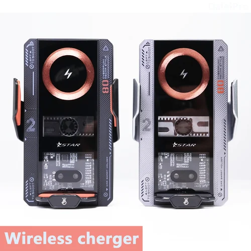 Imagen 2 del producto Soportes de sujeción automática con detección inteligente para coche, soporte para teléfono Samsung, iPhone, Xiaomi, cargador inalámbrico, carga rápida de 15W/66W