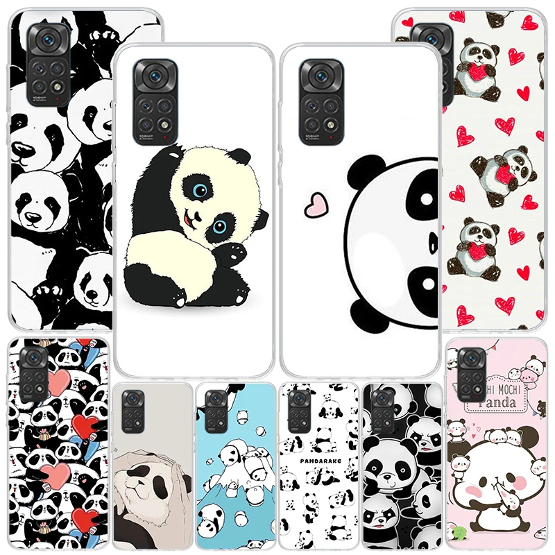 الكرتون لطيف الباندا الدب قضية الهاتف ل Xiaomi Redmi ملاحظة 14 13 12 11 برو زائد 12S 11S 10s 10 11E 11T 9S 9 Coque شل غطاء 12 1