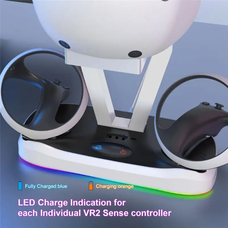 AAAE For PS VR2 Charging Station with Colorful RGB Light and Headset Holder,VR Game Controller Charging Dock Charging Stand