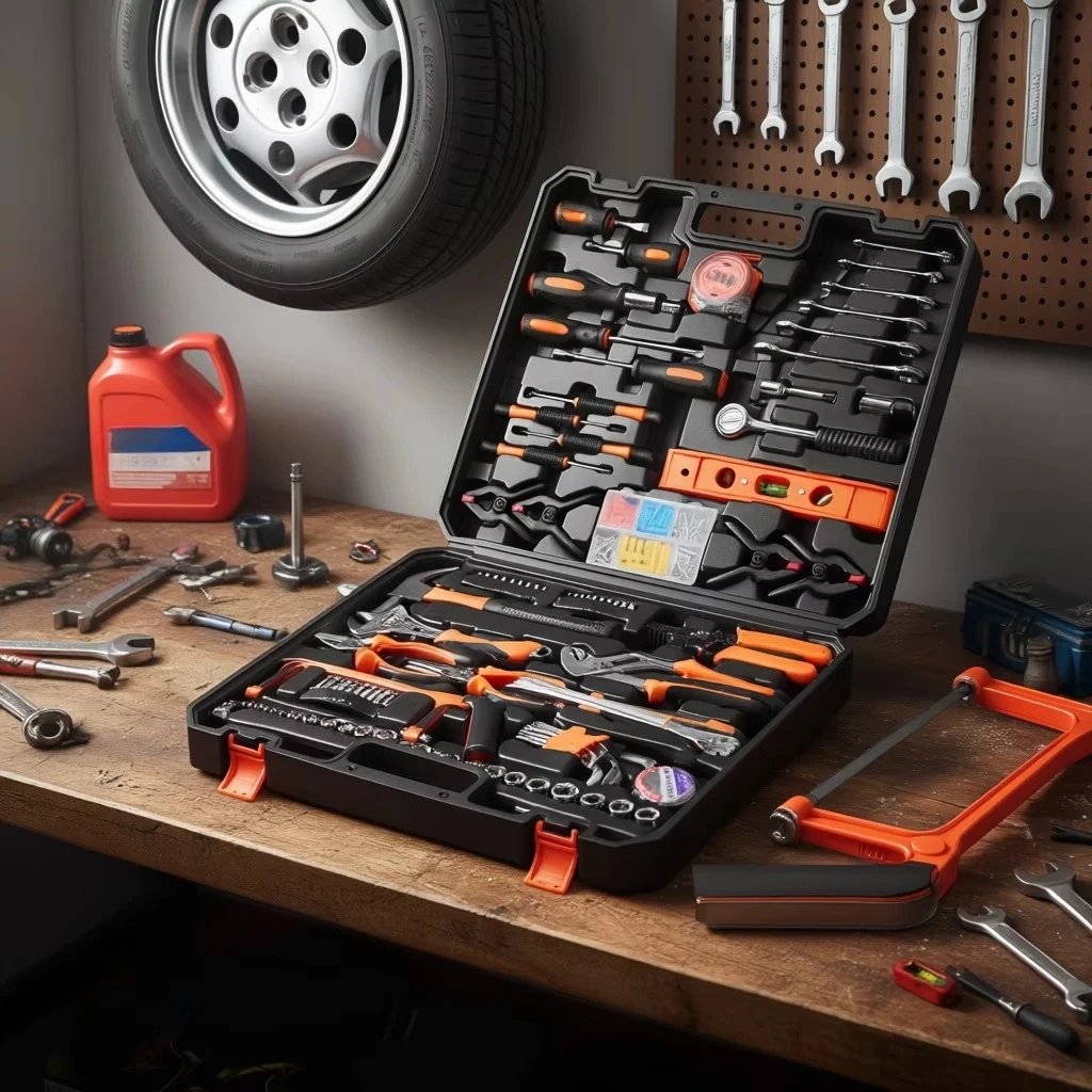 Steel Tool Kit Hard Box Home Repair Auto Repair Combination Wrench Machine Screw Hand Tools