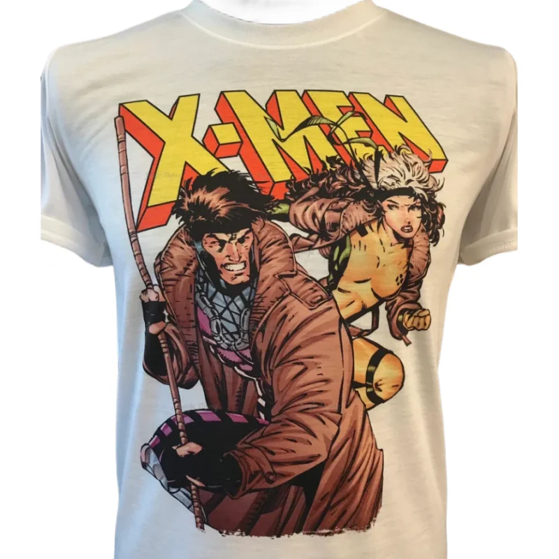 Gambit And Rogue X-Men Animated Male & Female Oversize 100% Cotton Men\'s T-Shirt