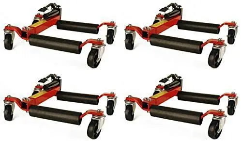 (4) 12 in. 1500 lb. Hydraulic Wheel Dolly Vehicle Positioning Jacks & Storage Stand