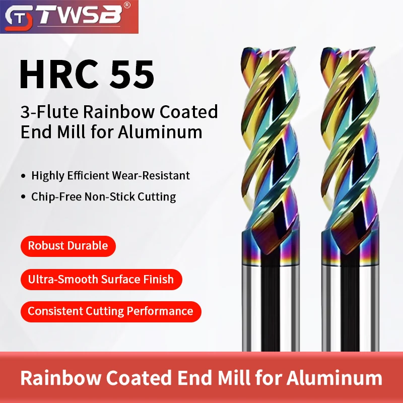 

Фреза концевая твердосплавная 55HRC с радужным покрытием, 3-зубая, с высокоглянцевой отделкой, специально для обработки алюминия