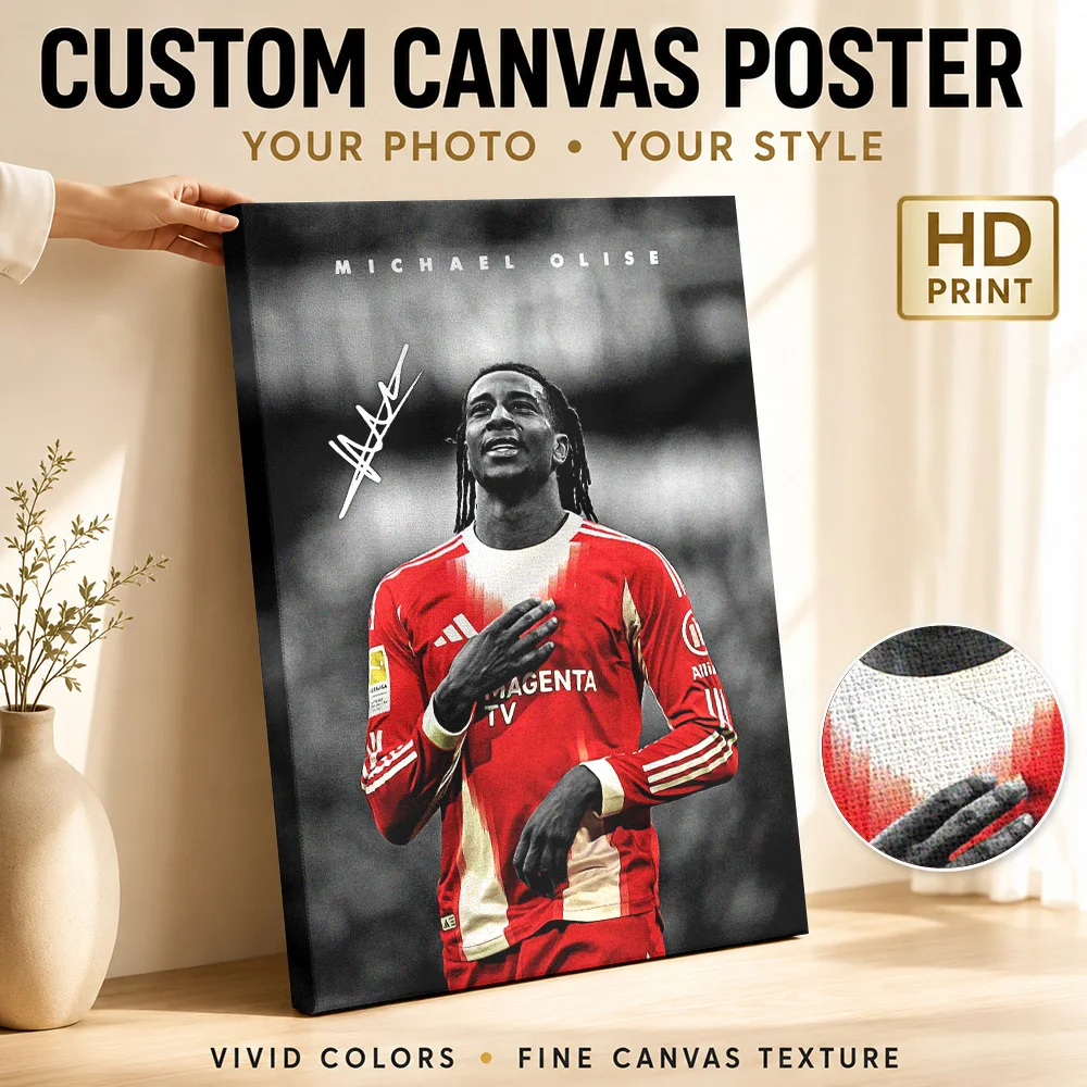 Michael Olise Autographed Jersey Framed Canvas Print Poster Customized Sports Portrait Wall Paintings Decoration for Game Room