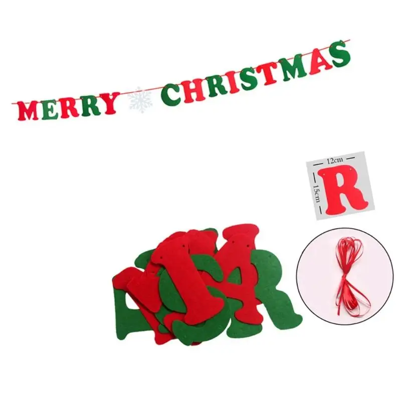 Q6PE Durable Fabric Christmas Banners Pleased Santa Christmas Garlands Banners for Enhancing Holiday