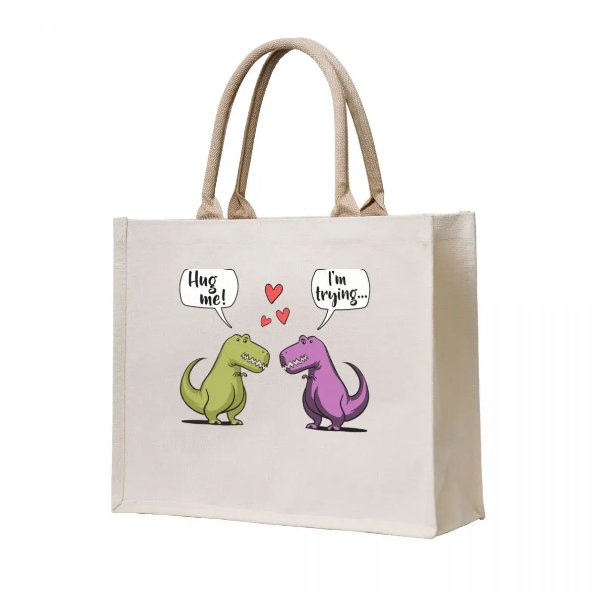 T-Rex Dinosaur Hug Me Tote Bag canvas tote bag great bag shopping bags foldable