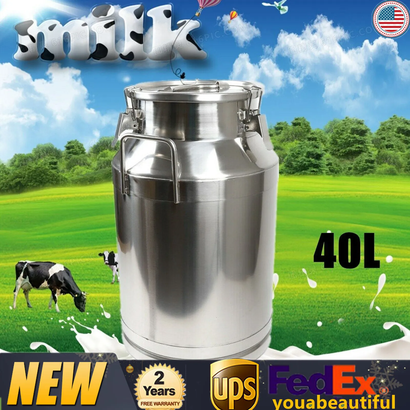 12L/20L/30L/40L/50L/60L Stainless Steel Milk Can Canister Dairy Pot Bucket Liquid Storage Barrel For Home Application