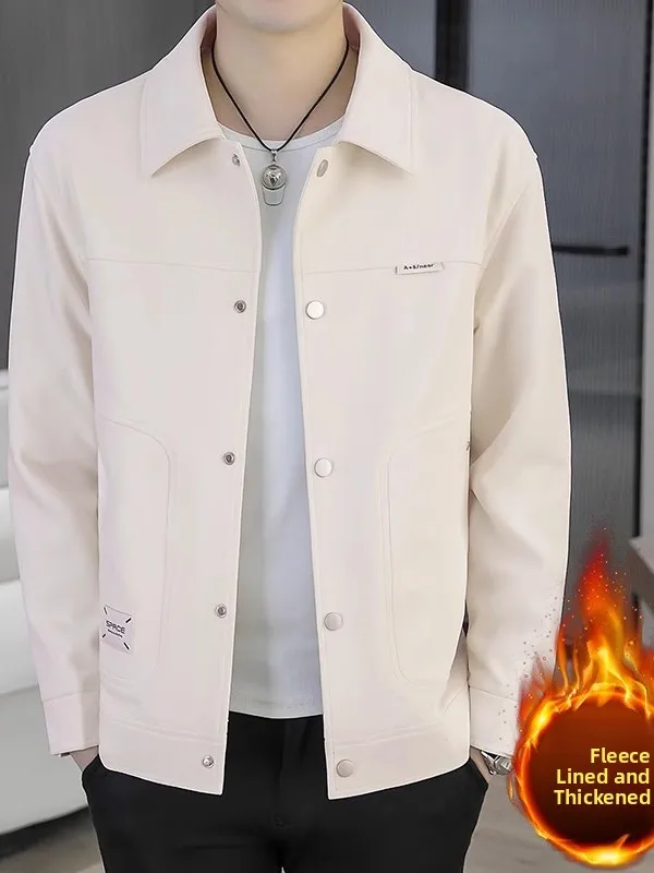 

Мужская повседневная утепленная куртка с воротником на флисовой подкладке, новинка 2025 года, для бизнеса и отдыха, осенне-зимняя верхняя одежда для молодежи