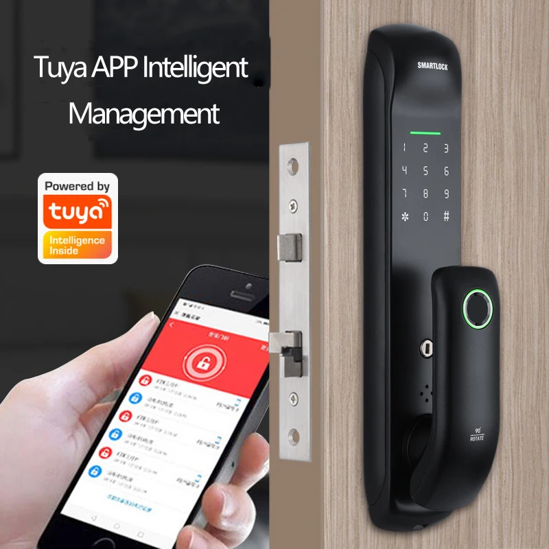 Pushpull Electronic Fingerprint Biometric Password IC Card Security WiFi TUYA TTLock Phone Automatic Digital Smart Door Lock