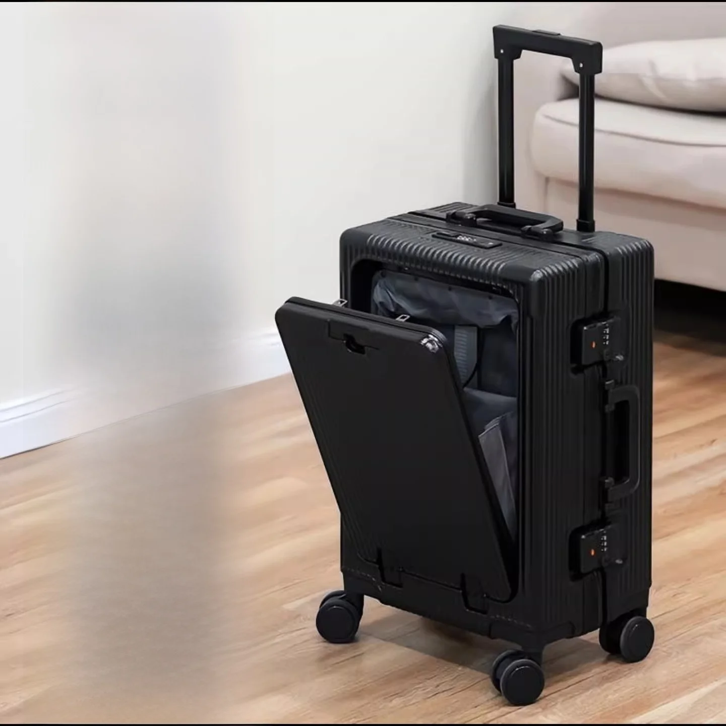 High-End Lightweight Lage Bag Multi-Function USB Front Opening Travel Suitcase with Pull Rod And Password Boarding Box
