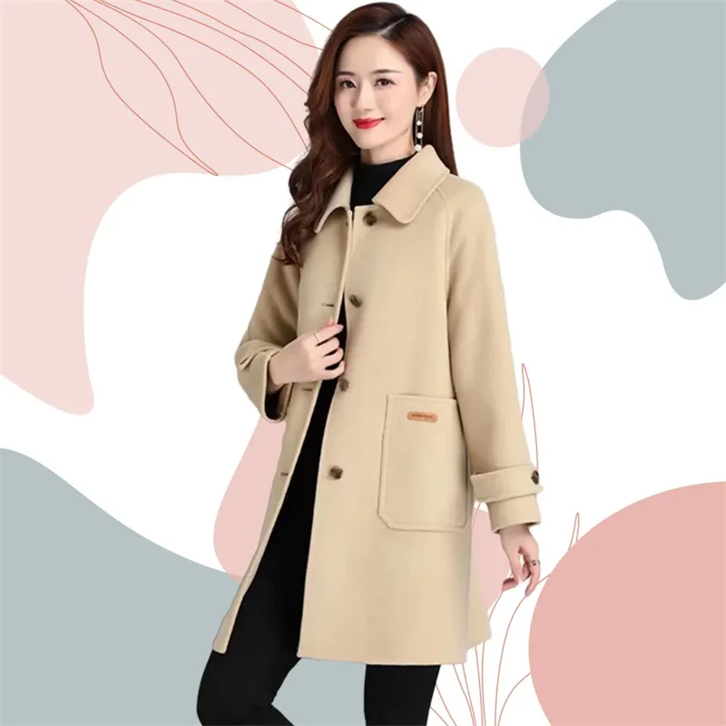 Double-Sided Wool Jacket Female Temperament Long Woolen Coat Women2024Autumn Winter New Windbreaker High-Quality Korean Overcoat