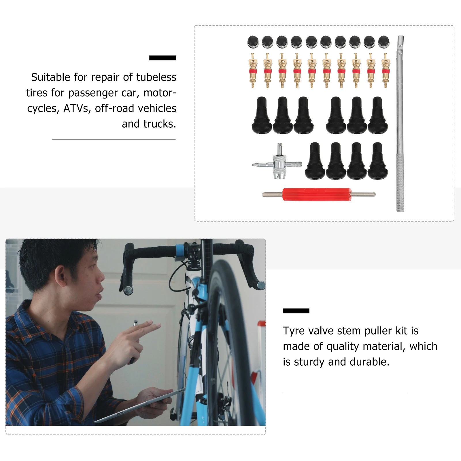 

Tire Stem Tool Kit for Car Motorcycle Bike Off road Vehicle Repair Durable Valve Installation Accessories Tyre Stem Puller