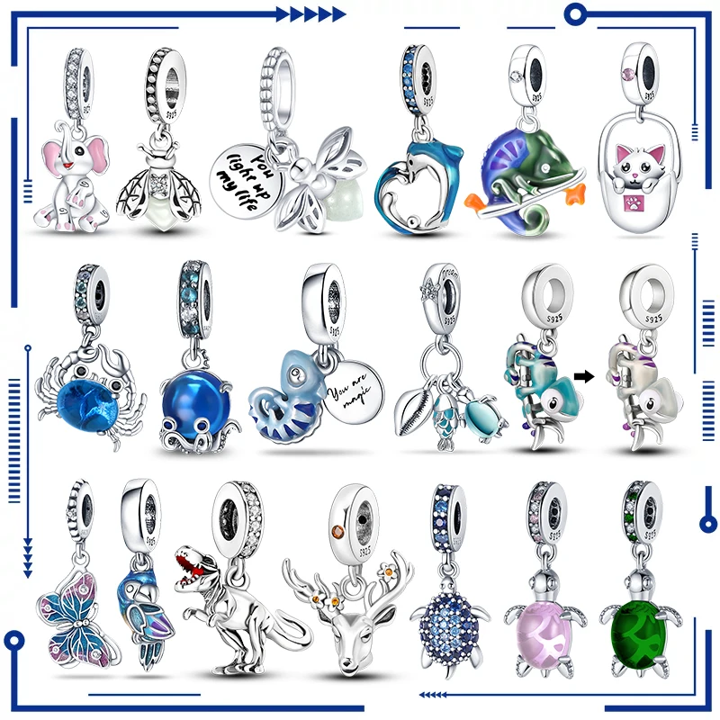 Firefly Charms Chameleon Animal Shape Pendant Beads Fits Pandach Original Bracelet Necklace Silver 925 Jewelry New in Pendants