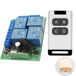 433MHz DC12V 10A Relay RF Wireless remote control Switch 4 Channel Receiver Transmitter for Gate Door Opener Smart home Light