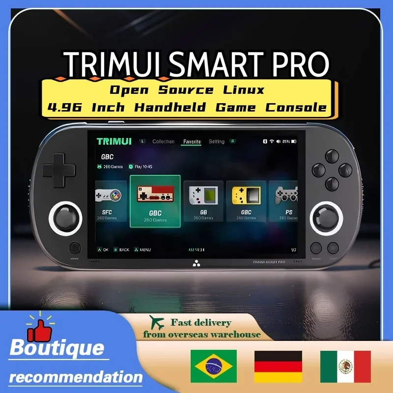 Trimui Smart Pro Handheld Game Console 4.96''IPS Screen Open Source Linux System RGB Lighting Retro Video Game Joystick Gift