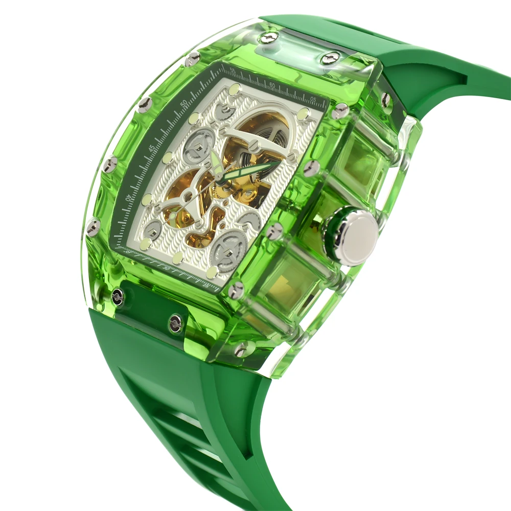 Newest RM customize logo K9 high strength glass case watch RM automatic movement