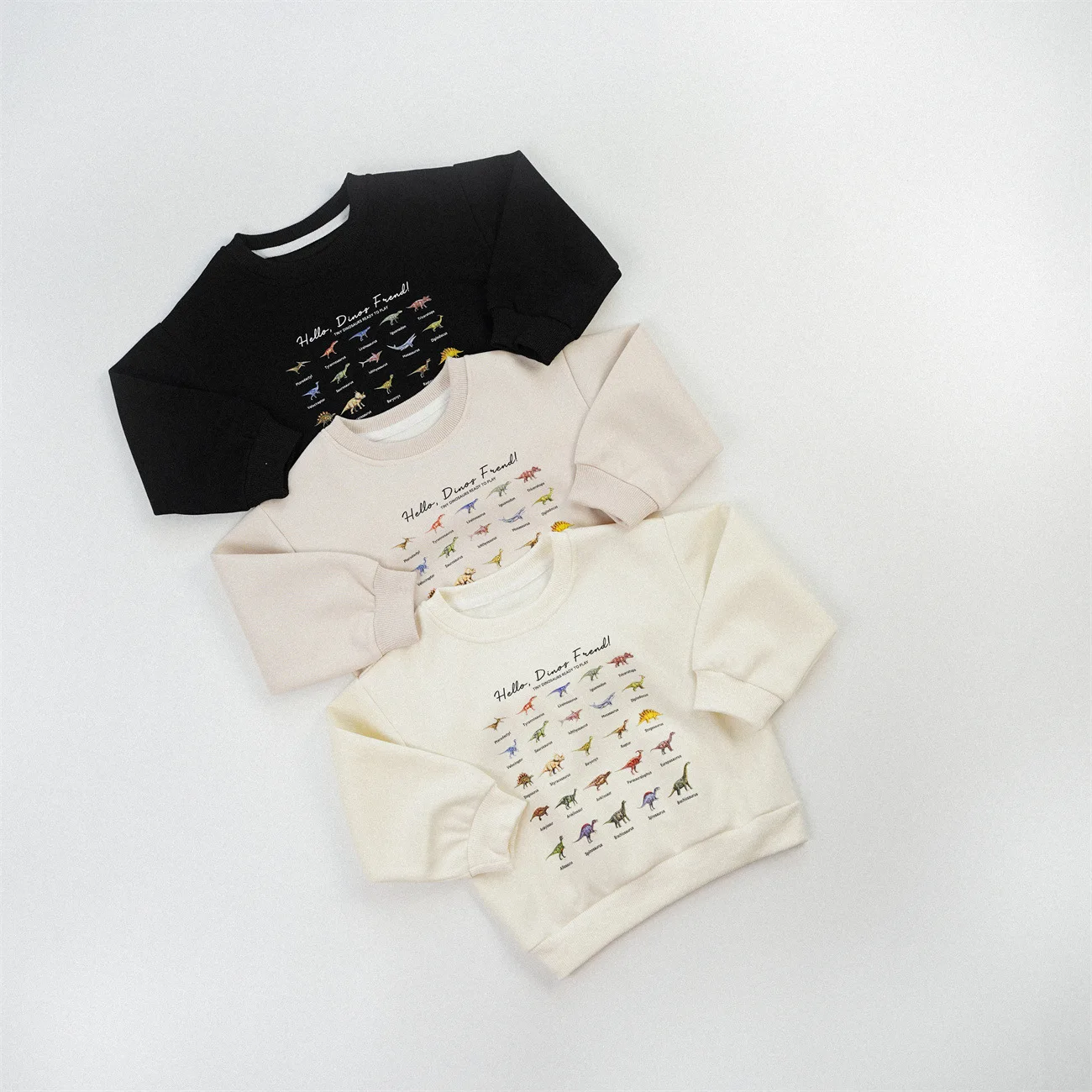 2026 Autumn New Children Long Sleeve Casual Sweatshirt Boys Girls Fashion Dinosaur Print Pullover Loose Kids Sweatshirt