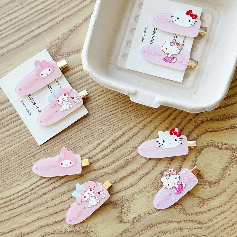 Kawaii Sanrio Hello Kitty Hairpin Girls Ornaments Anime Accessories Cartoon Headrope Scrunchies Hair Circle Headdress Hair Gifts